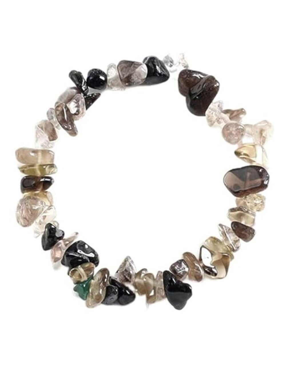 1Pcs Smoky Quartz Gemstone Chips Stretch Bracelet, Natural Elastic Beads